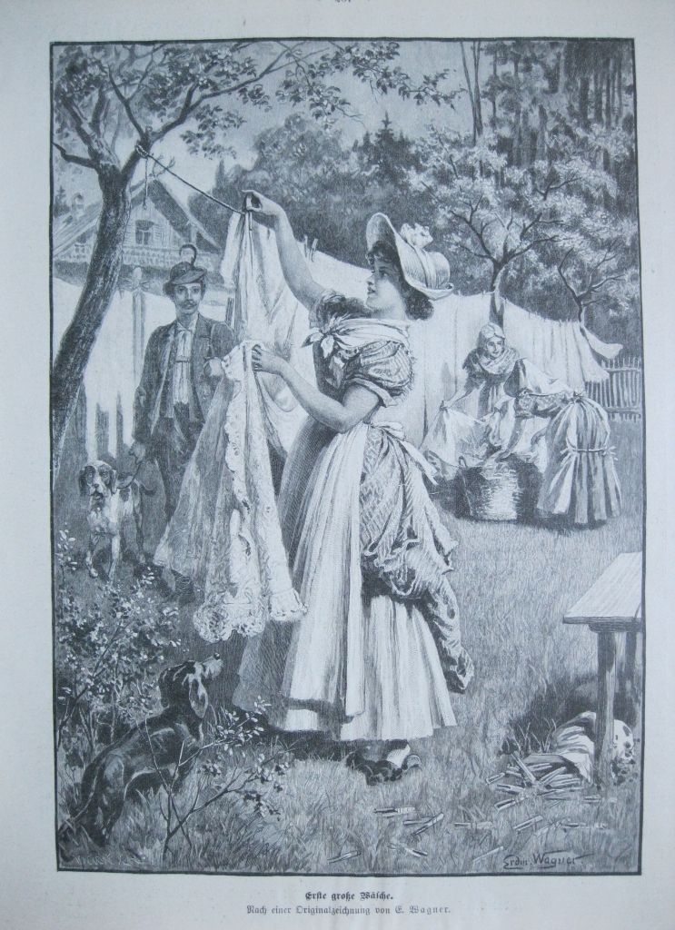 Lavandera tendiendo la ropa, circa 1860. Wagner