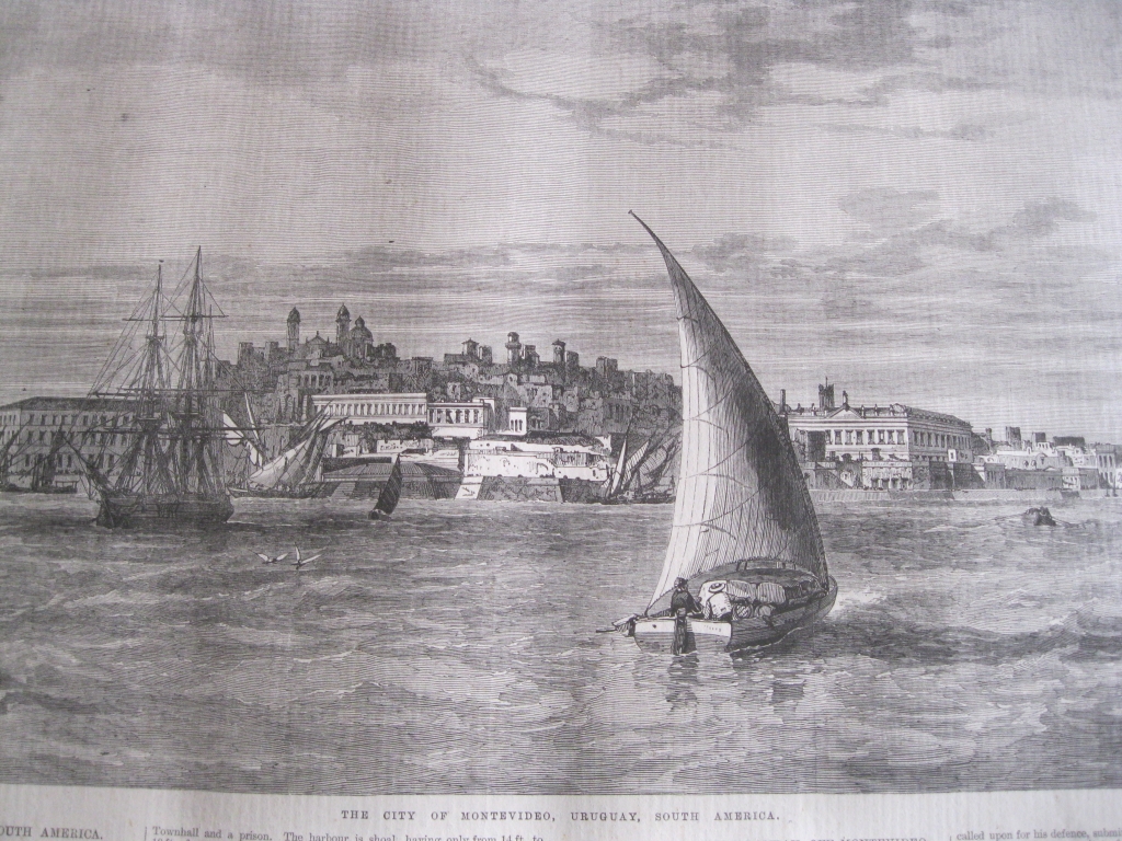 Vista de la ciudad de Montevideo (Uruguay, América del Sur). 1865. Anónimo