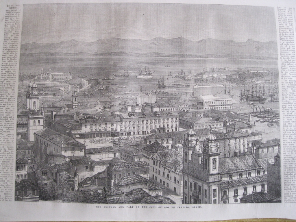 Vista del arsenal y parte de la ciudad de Rio de Janeiro (Brasil, América del Sur), 1860. Anónimo