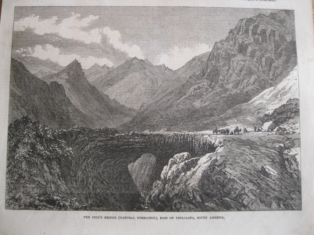 Vista del paso natural de Uspallata y velero (Argentina, América del Sur), 1868. Anónimo
