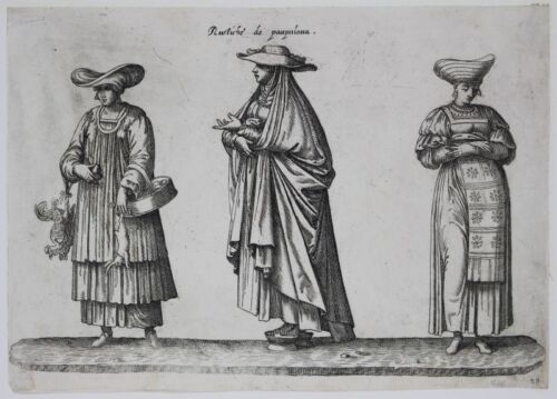 Mujeres con sus trajes típicos de Pamplona (Navarra, España), hacia 1585. Grassi