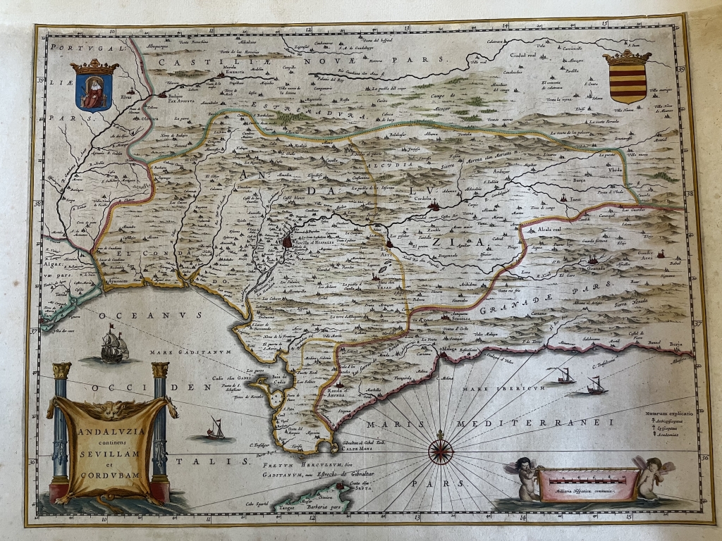 Gran mapa de Andalucía (España), hacia 1660. Blaeu