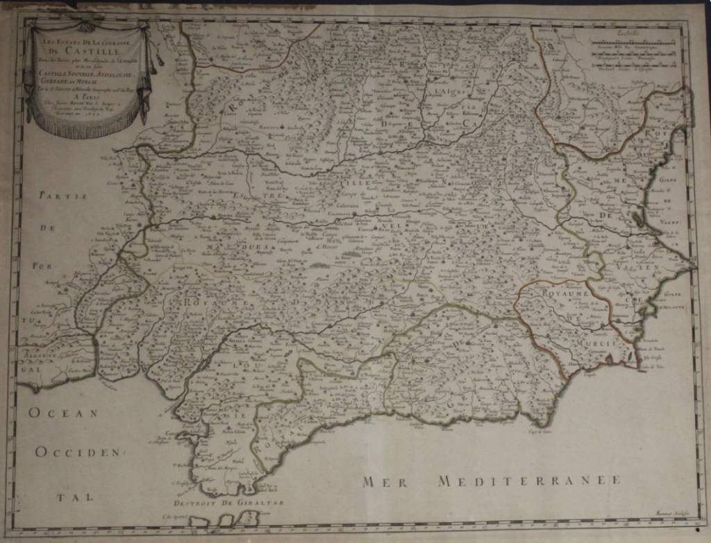 Gran mapa de Andalucía y Murcia,1652. Santon / Mariette /Somer