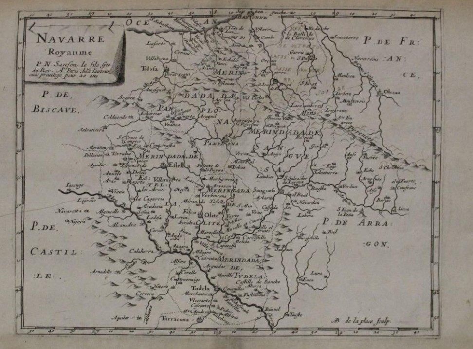 Mapa de Navarra (España), 1649. Nicolas Sanson