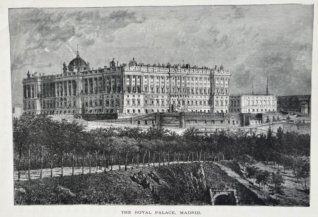 Vistas de el Palacio Real y la fuente de la Cibeles en Madrid (España), hacia 1880. Anónimo