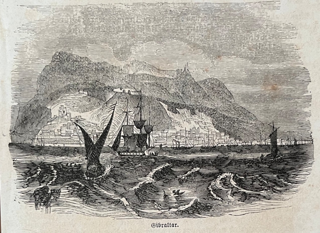 Vista del peñón de Gibraltar (sur de España), 1863. Anónimo