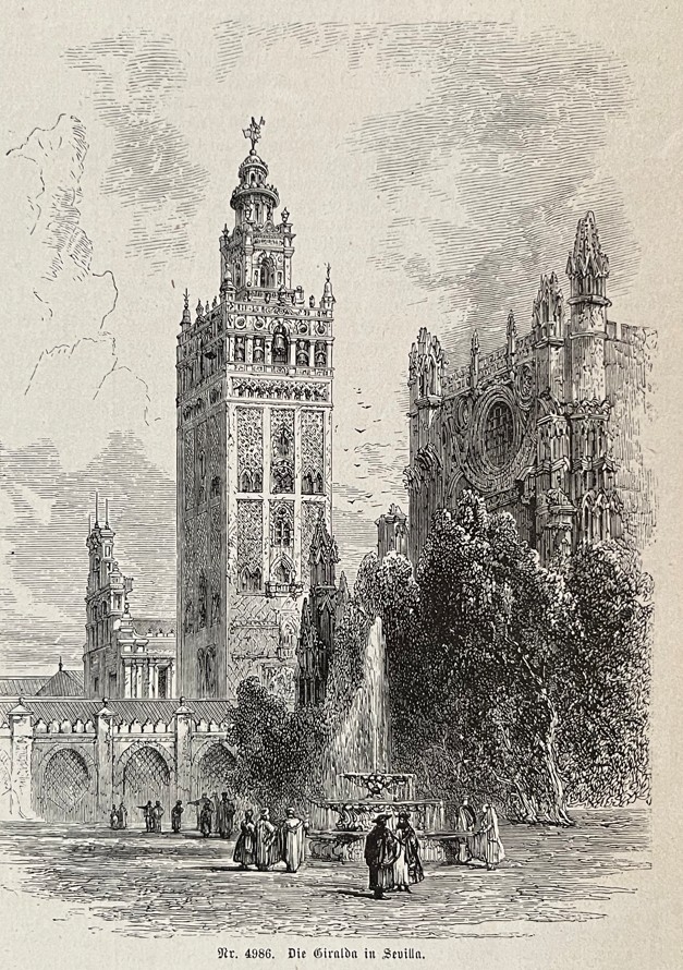 Vista de La Giralda de Sevilla (Andalucía, España), hacia 1875. Anónimo