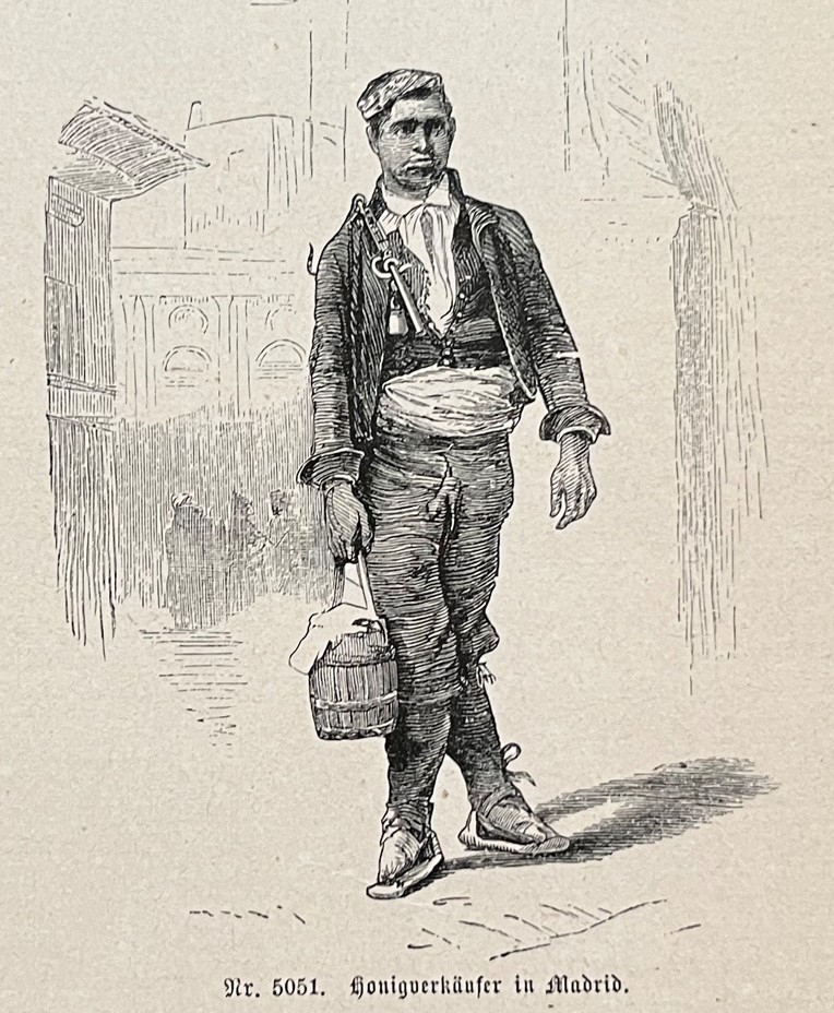 Trabajador ambulante de Madrid (Castilla, España), 1875. Anónimo