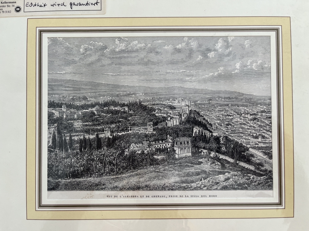 Vista de La Alhambra y Granada, desde la Silla del Moro (España), hacia 1875