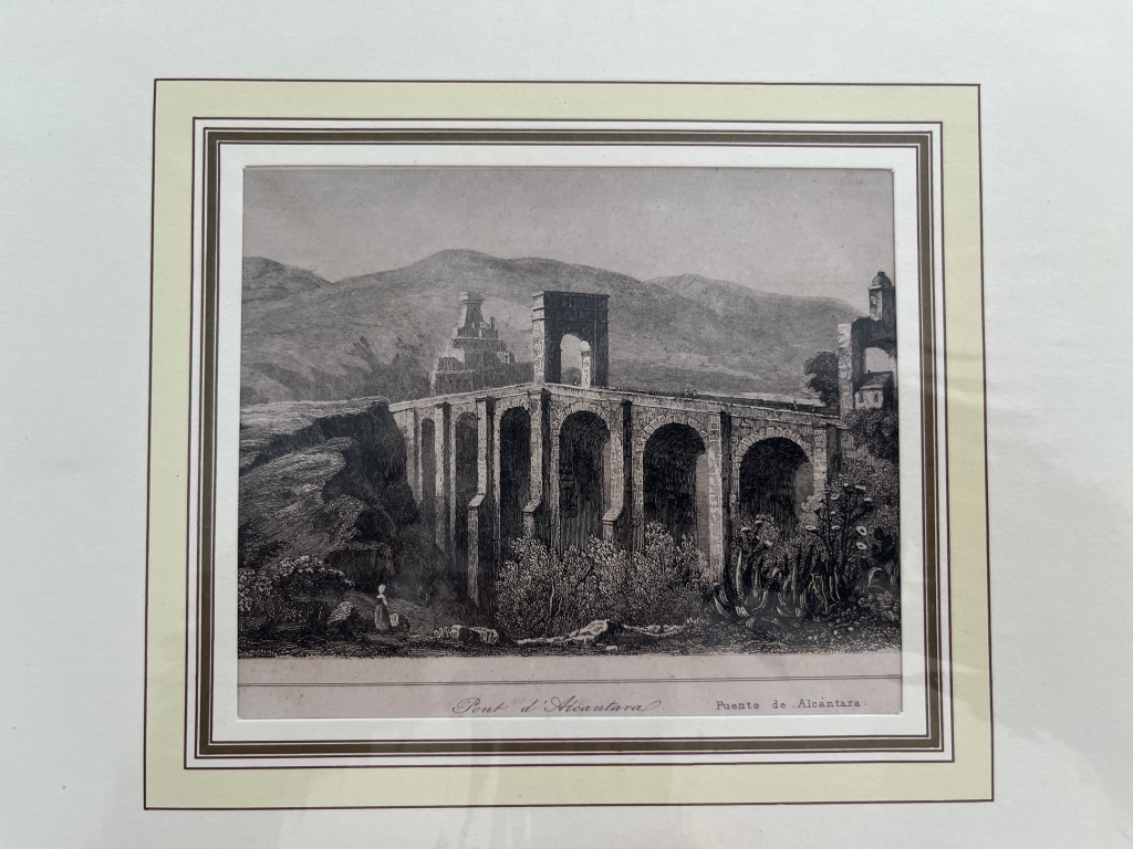 Vista del puente romano de Alcántara en Extremadura (España), hacia 1860. Anónimo