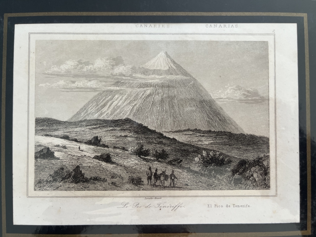 Vista del volcán Pico del  Teide en la isla de Tenerife (Canarias, España), hacia 1850. Lemaitre