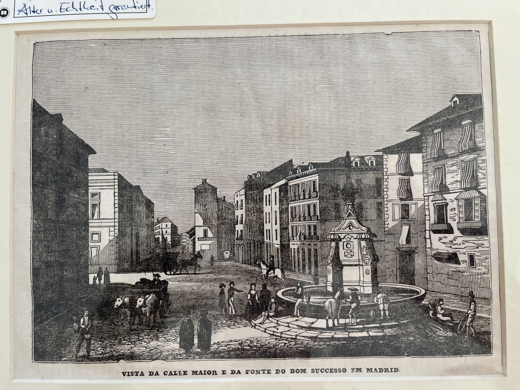 Calle mayor y fuente del Buen Suceso en Madrid (España), 1837. Anónimo