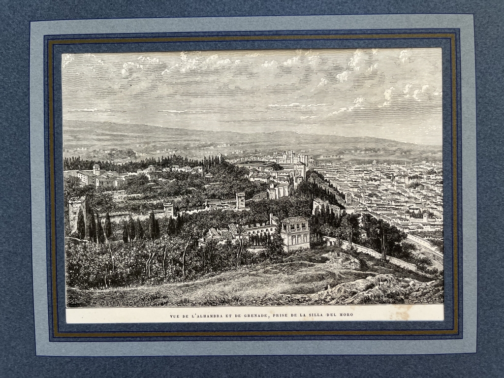 Vista de La Alhambra y Granada, desde la Silla del Moro (España), hacia 1875