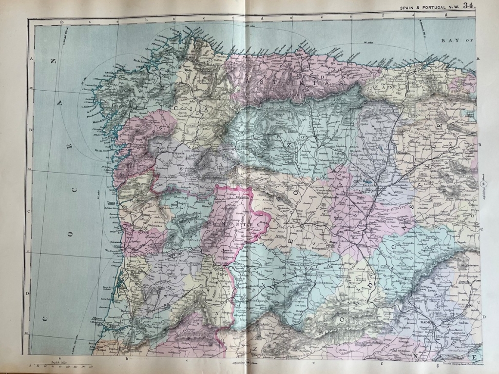 Gran mapa de Galicia, Asturias y Cantabria (España), 1891, Bacon