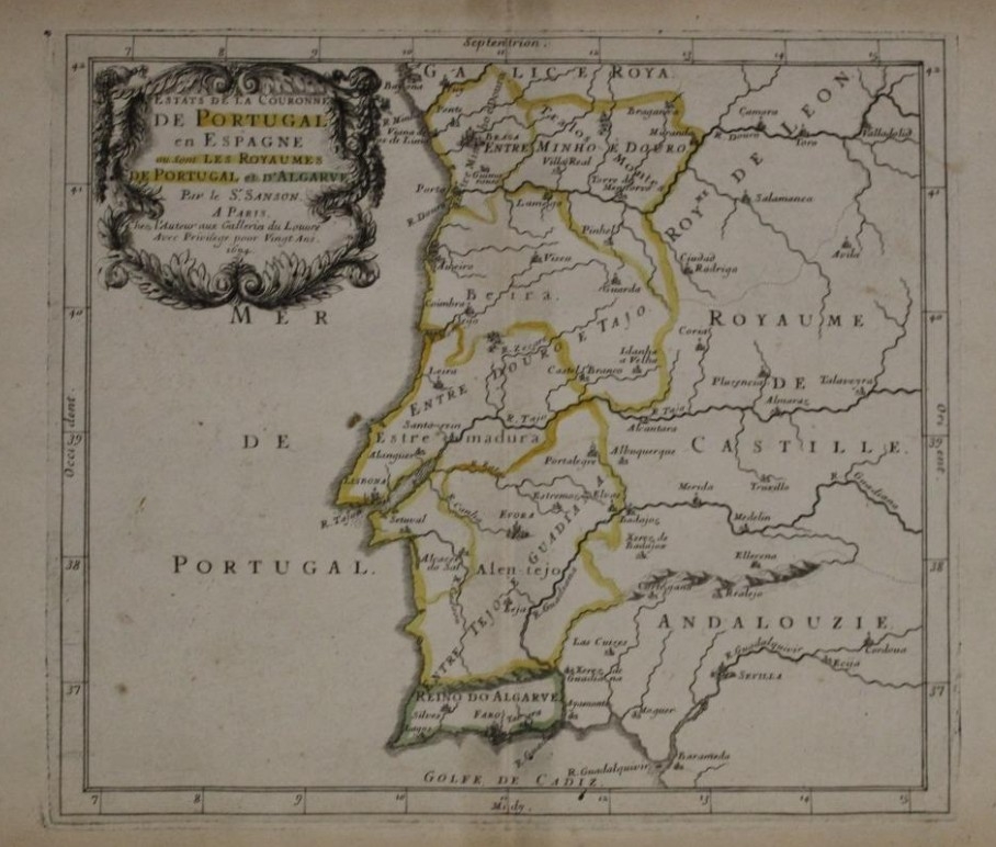 Mapa de Portugal, 1694. Nicolas Sanson