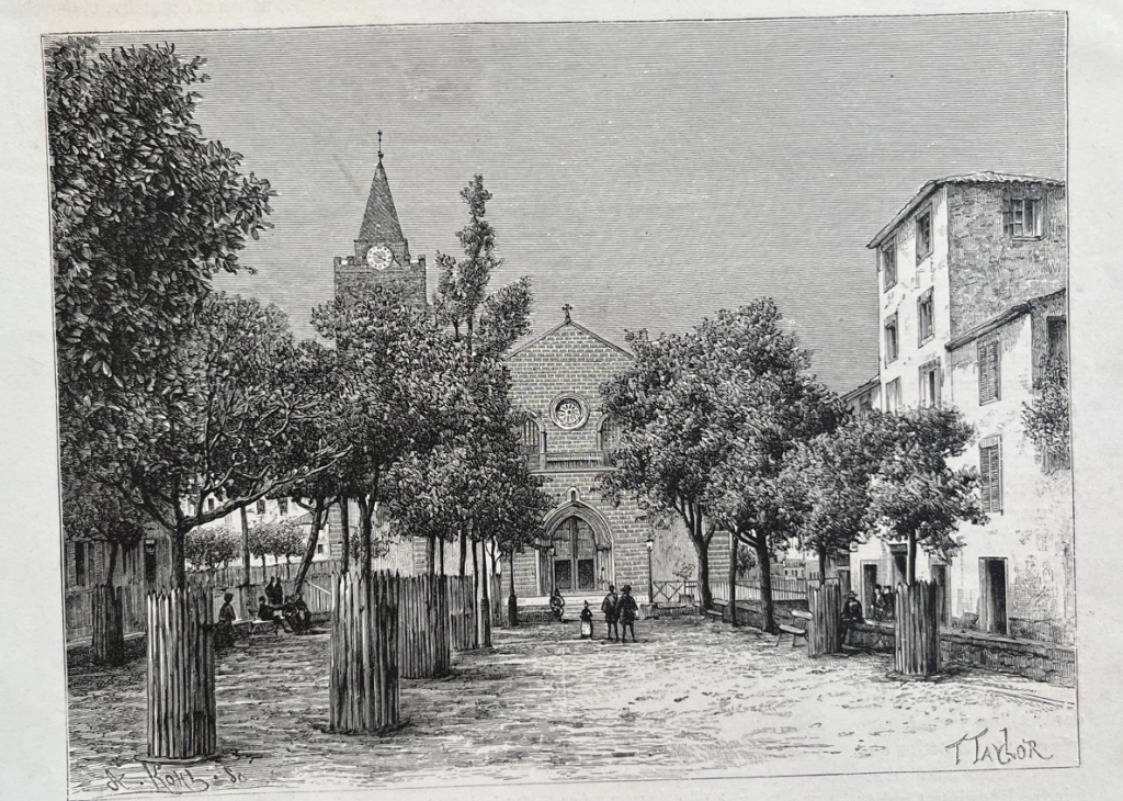 Catedral y casa en el litoral de Funchal (Madeira, Portugal), 1885. Taylor