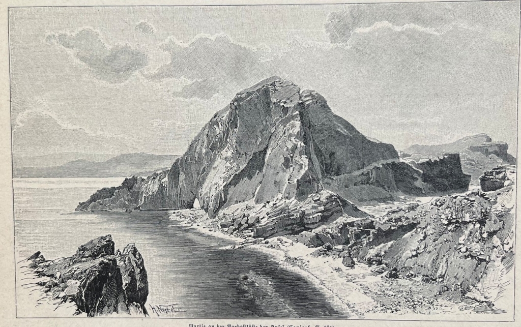 Cabo de San Lorenzo y transporte típico de la isla de Madeira (Portugal), 1880. Nestel