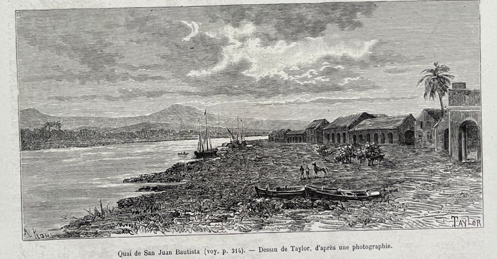 Muelle de San Juan Bautista y escultura de Teotihuacán (México), 1880. Taylor/Kolh/Sellier