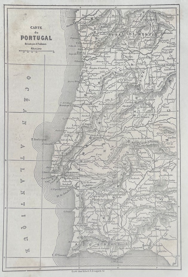 Mapa de Portugal  e iglesia de Vila do Conde, 1861. Erhard/Catenacci/Seabra