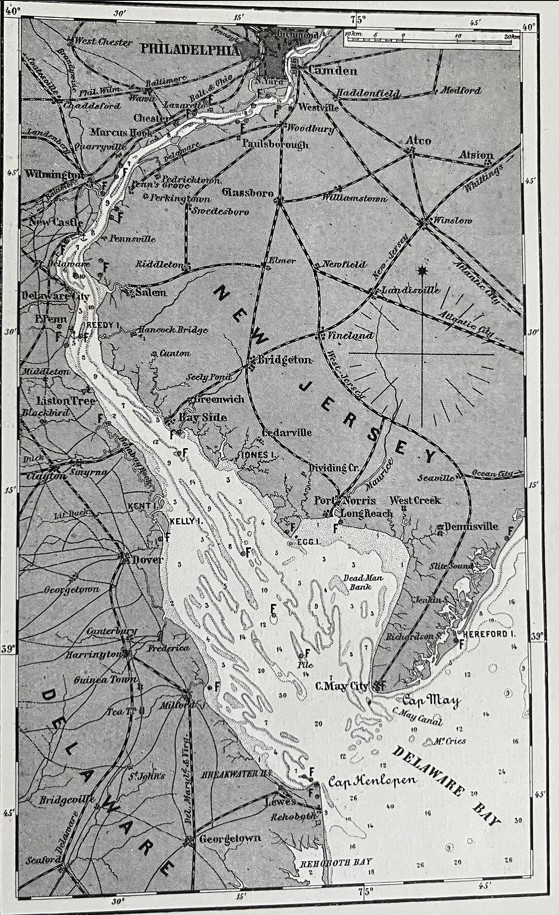 Plano de la bahía de Delaware (EEUU), hacia 1890. Anónimo alemán