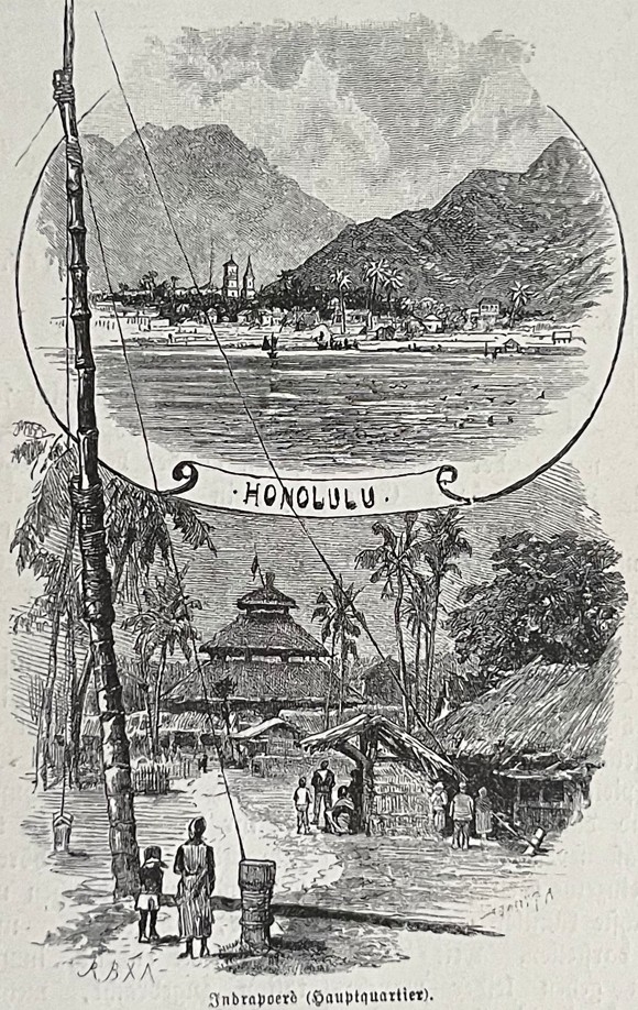 Vistas de las islas de Hawaíí  (EEUU), hacia 1890.