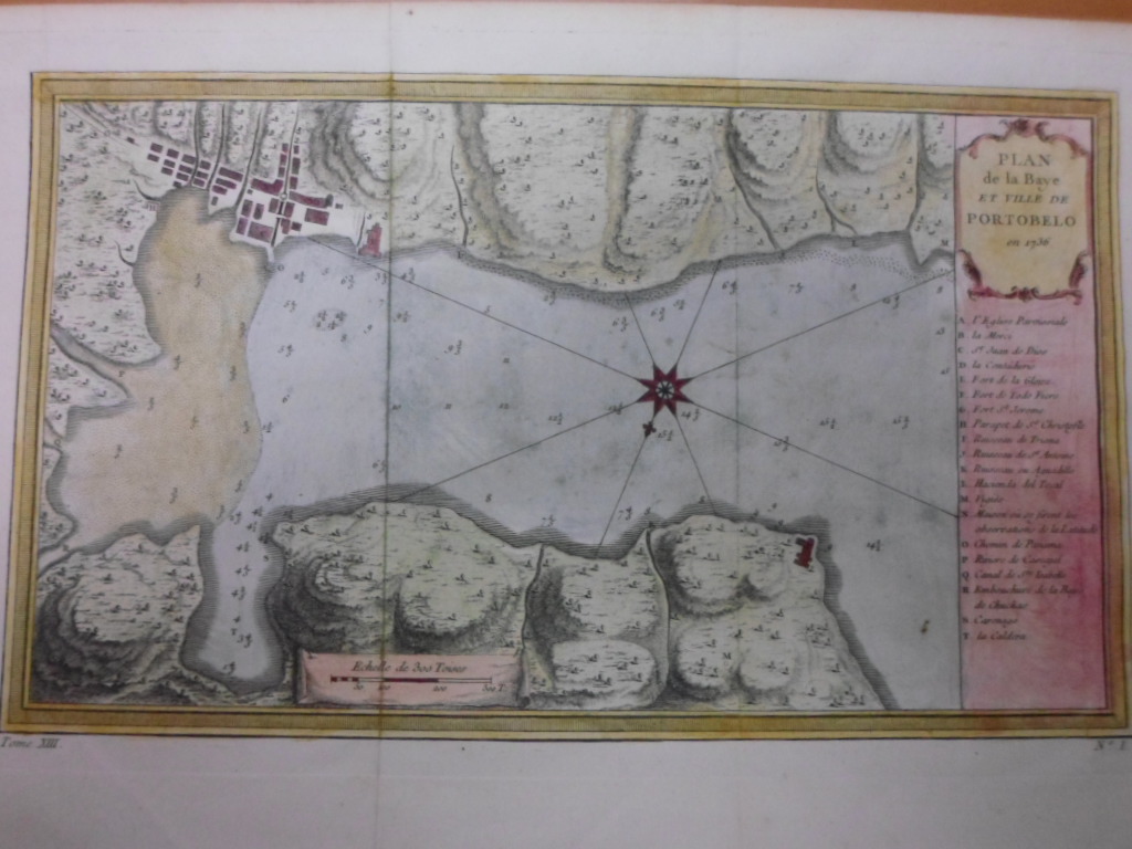 Mapa de la bahía  y puerto de Portobelo (Panamá), 1750, Abbe Prevost