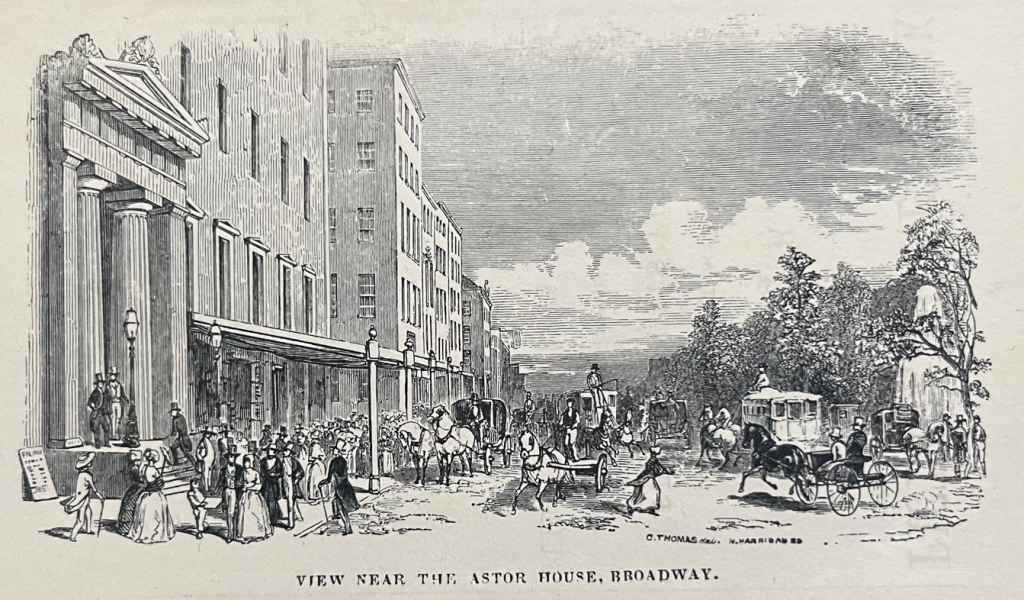 Vista del hotel Astor en Broadway en Nueva York (EEUU), 1846. C. Thomas