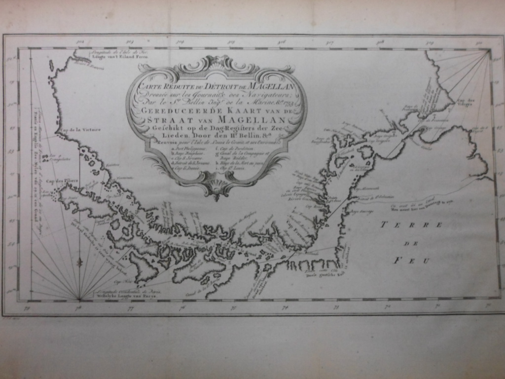 Mapa Estrecho de Magallanes, 1753, J.N. Bellin