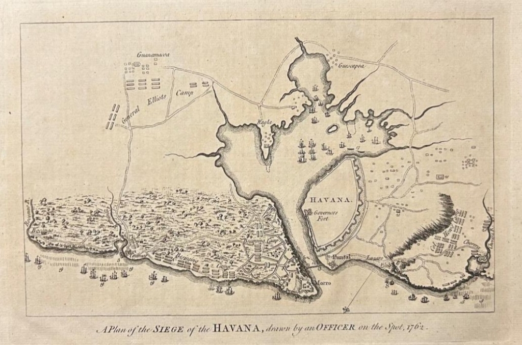 Plano del asedio de La Habana de 1762 (isla de Cuba, América), 1762. Political Magazine