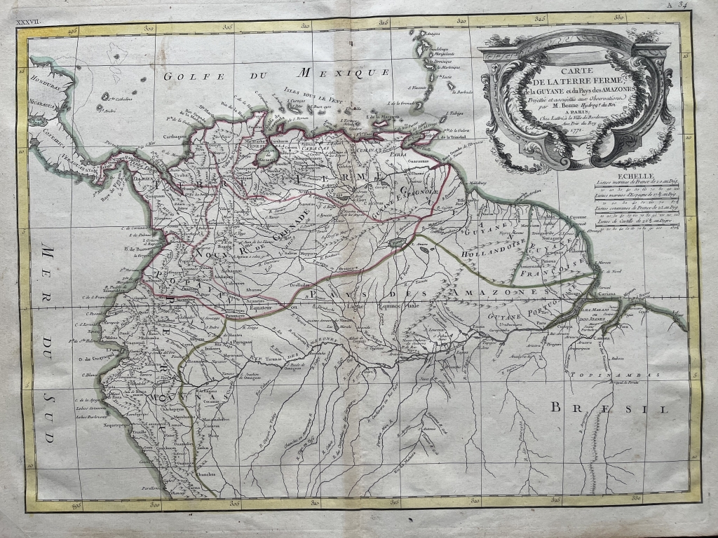 Norte de América del sur, 1731. Bonne/Lattré