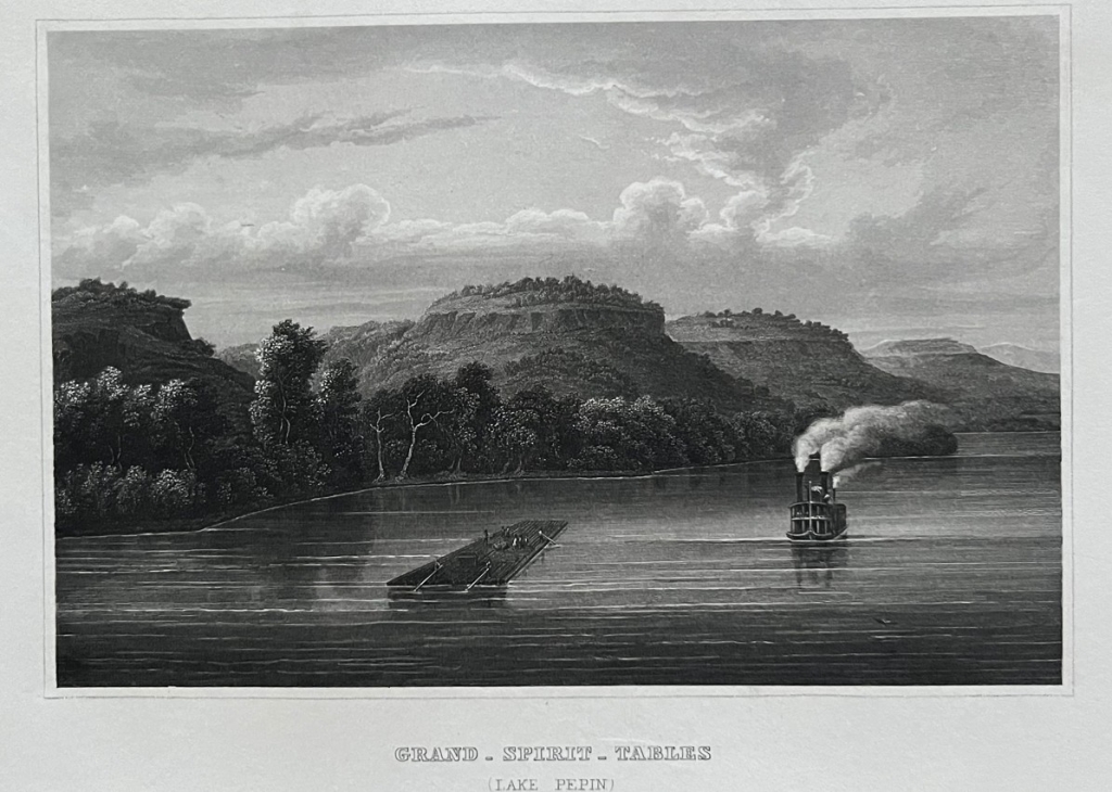 Vista del lago Pepin entre Minesota y Wisconsin (EEUU), hacia 1850. Meyer