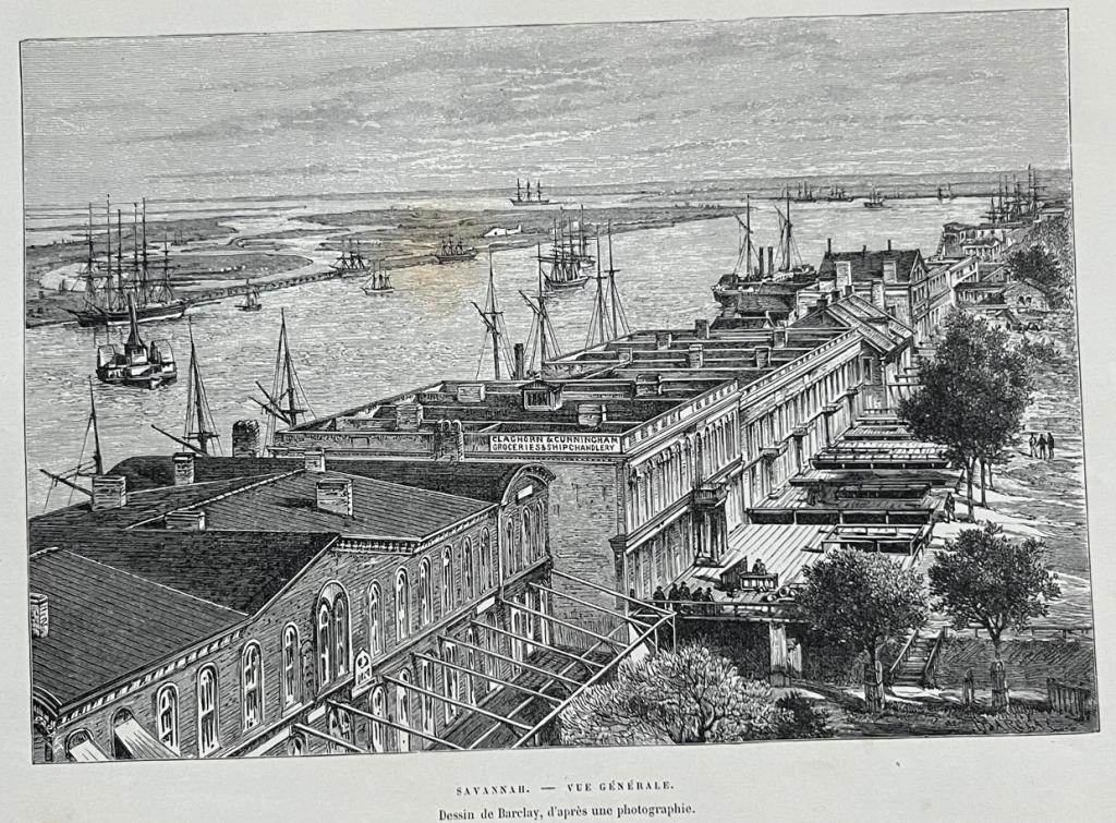 Vista del puerto de Savannah en  Georgia (EEUU), 1870. Barclay