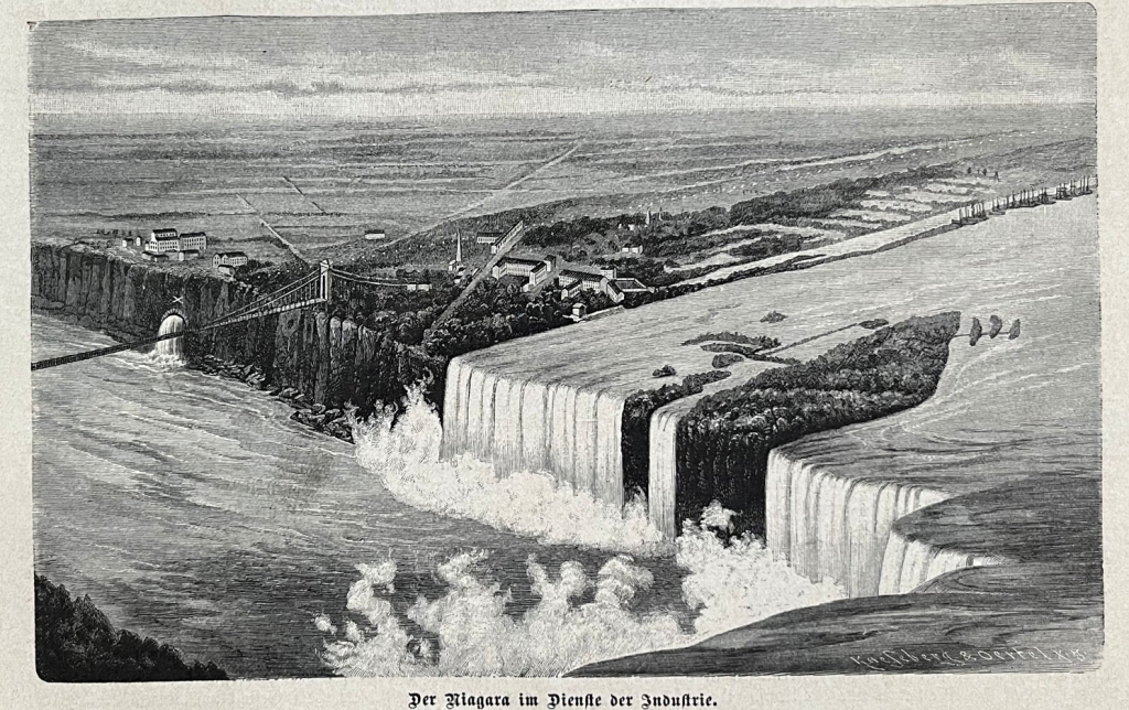 Vista panorámica de las cataratas del Niágara (EEUU-Canadá), 1887.