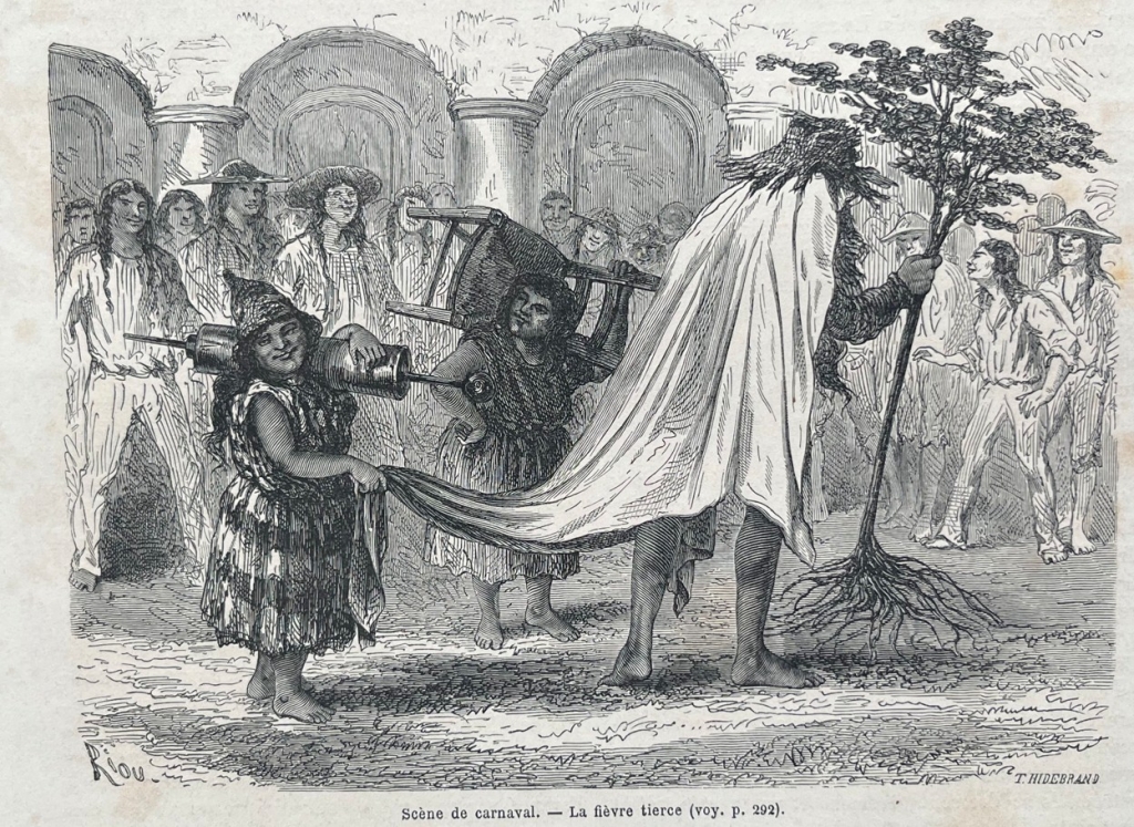 Escena del carnaval de Cuzco (Perú), 1863. Riou/Hiderbrand