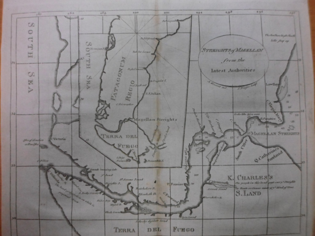 Mapa del Estrecho de Magallanes, 1794, J. Fraser