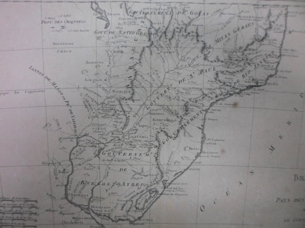 Mapa de Brasil y Argentina, 1788, Bonne
