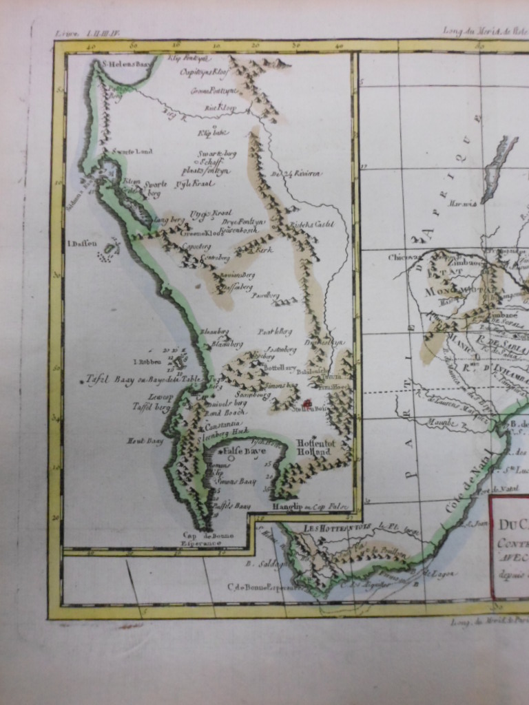 Mapa de Sudáfrica, Canal Mozambique e  Isla de Madagascar, 1781, Bonne