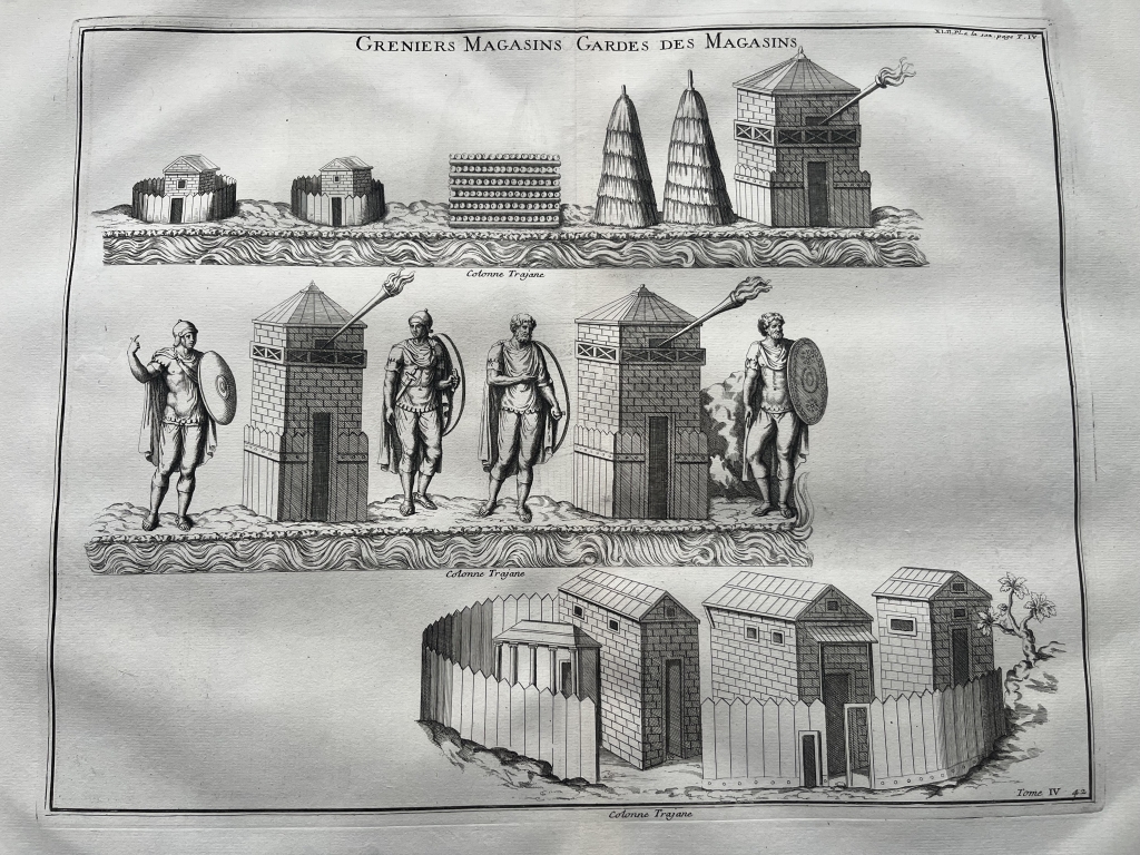GRANEROS, ALMACENES Y SUS GUARDIAS EN ÉPOCA ROMANA, 1719. MONTFAUCON