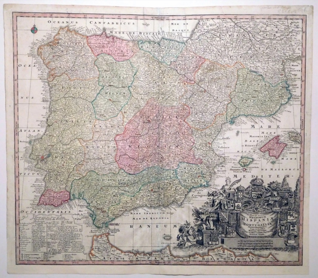 Mapa de España y Portugal, hacia 1735. M. Seutter