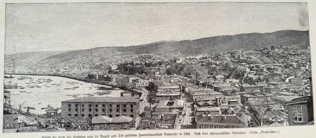 Vista panorámica de Valparaíso (Chile, América del sur), hacia 1905. Anónimo