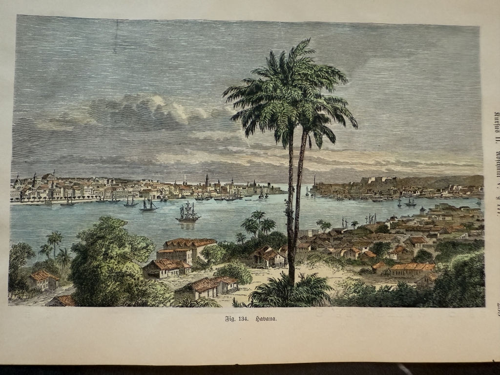 Vista a color de La Habana ( Cuba, América) y cataratas de Niágara (EE.UU), 1880