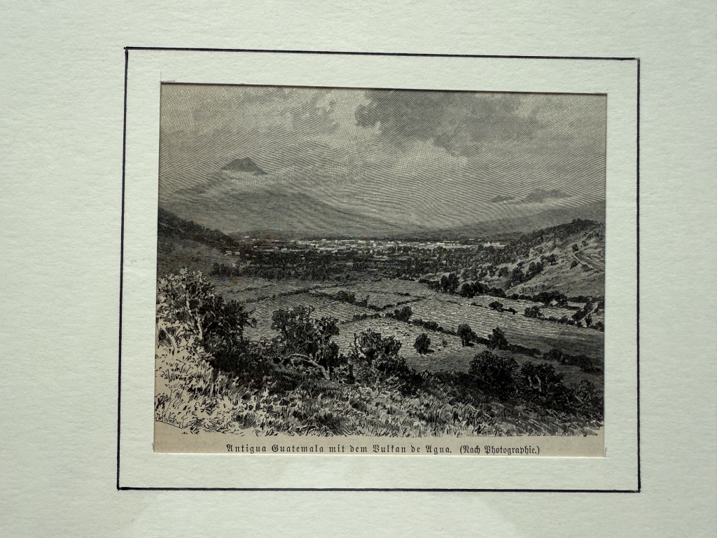 Vista del volcán de Agua, cerca de Antigua (Guatemala, América del sur), hacia 1880.