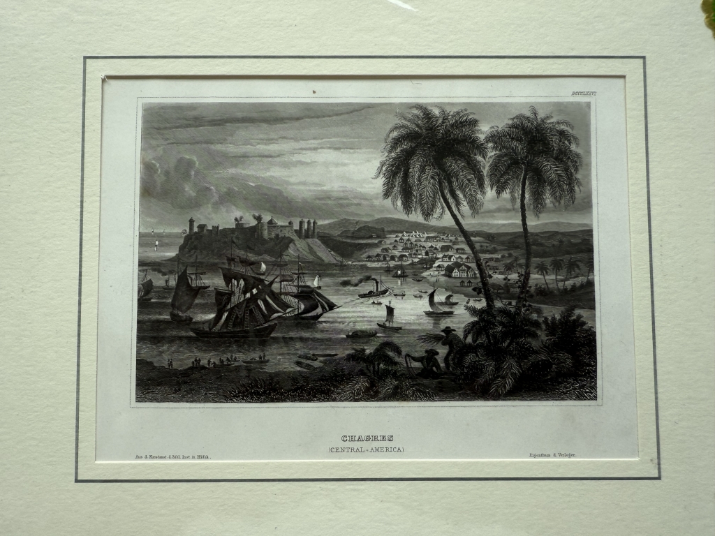 Vista de Chagres en Panamá (América central), hacia 1850. Ins. Biblio. Hild.