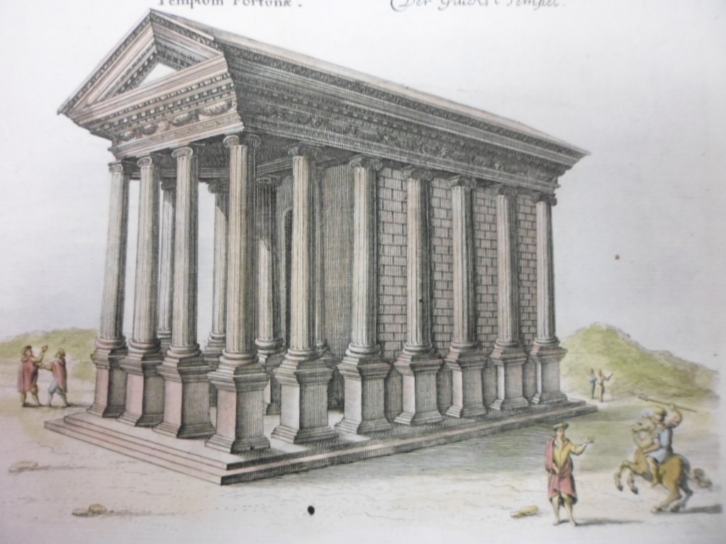 Templo romano de la diosa Fortuna, Roma, 1679, Sandrart