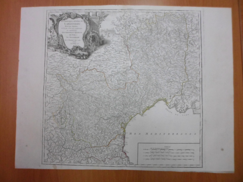 Gran mapa de Languedoc (Francia), 1752, Robert Vaugondy