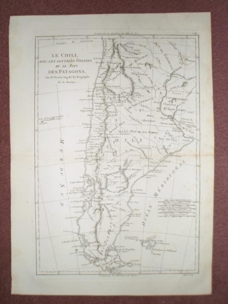 Mapa de Chile y Argentina, 1788, Rigobert Bonne
