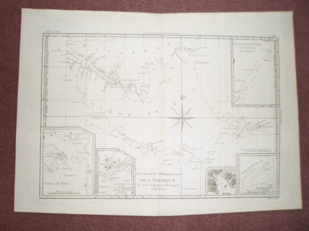 Mapa de la Patagonia y Estrecho de Magallanes (América del sur), 1788, Rigobert Bonne
