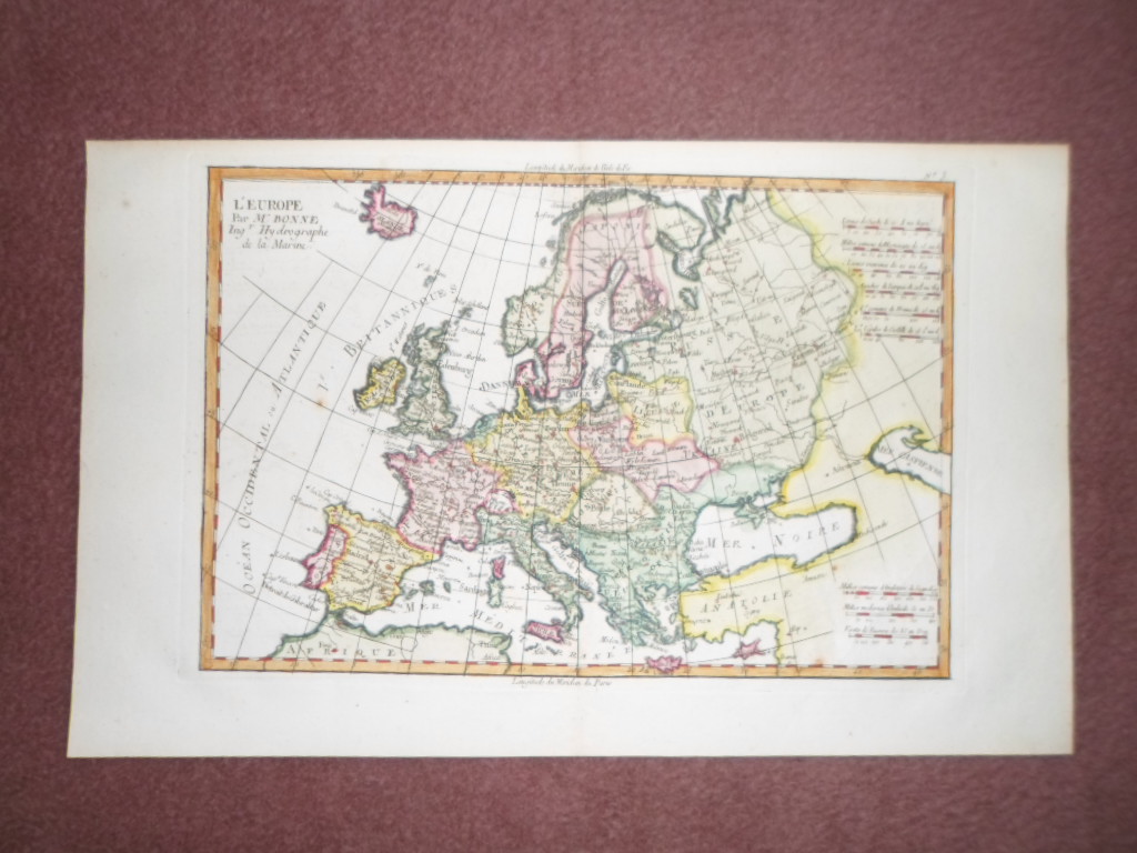 Mapa de Europa, 1780, Rigobert Bonne