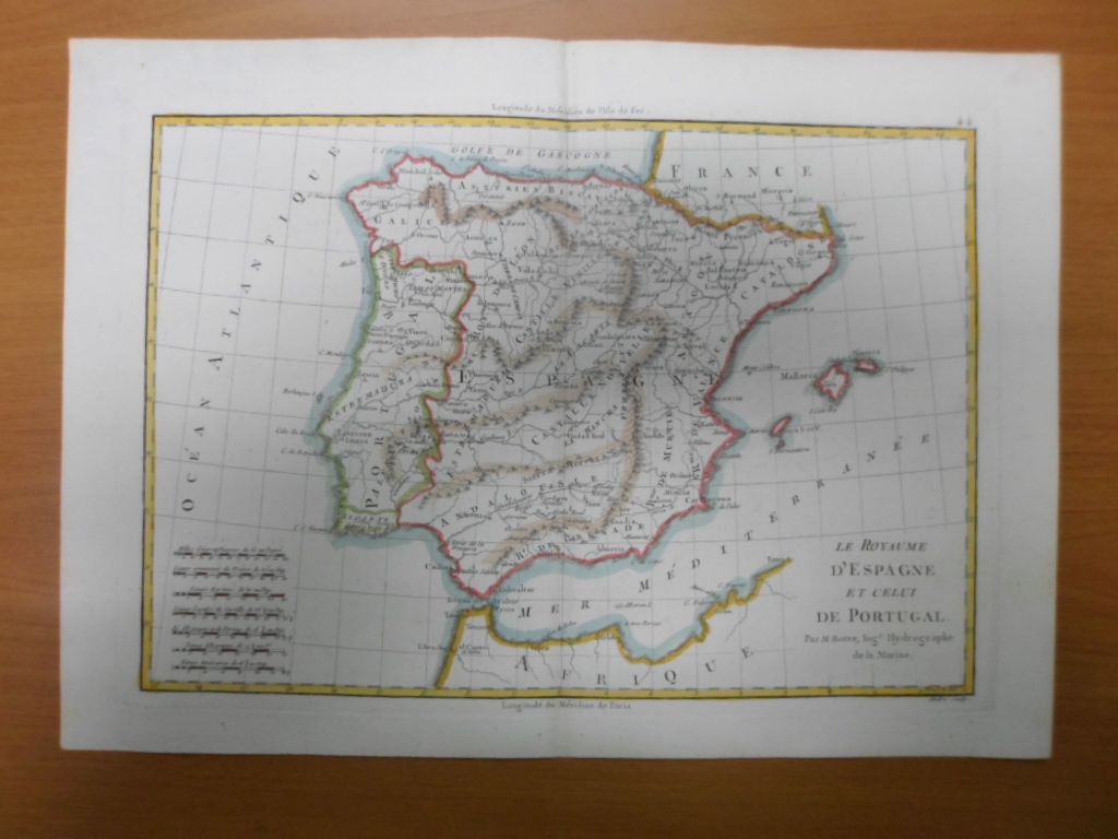 Mapa de España y Portugal, 1788, Rigobert Bonne