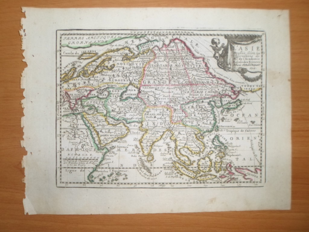 Mapa del continente asiatico, 1719, I.Chiquet